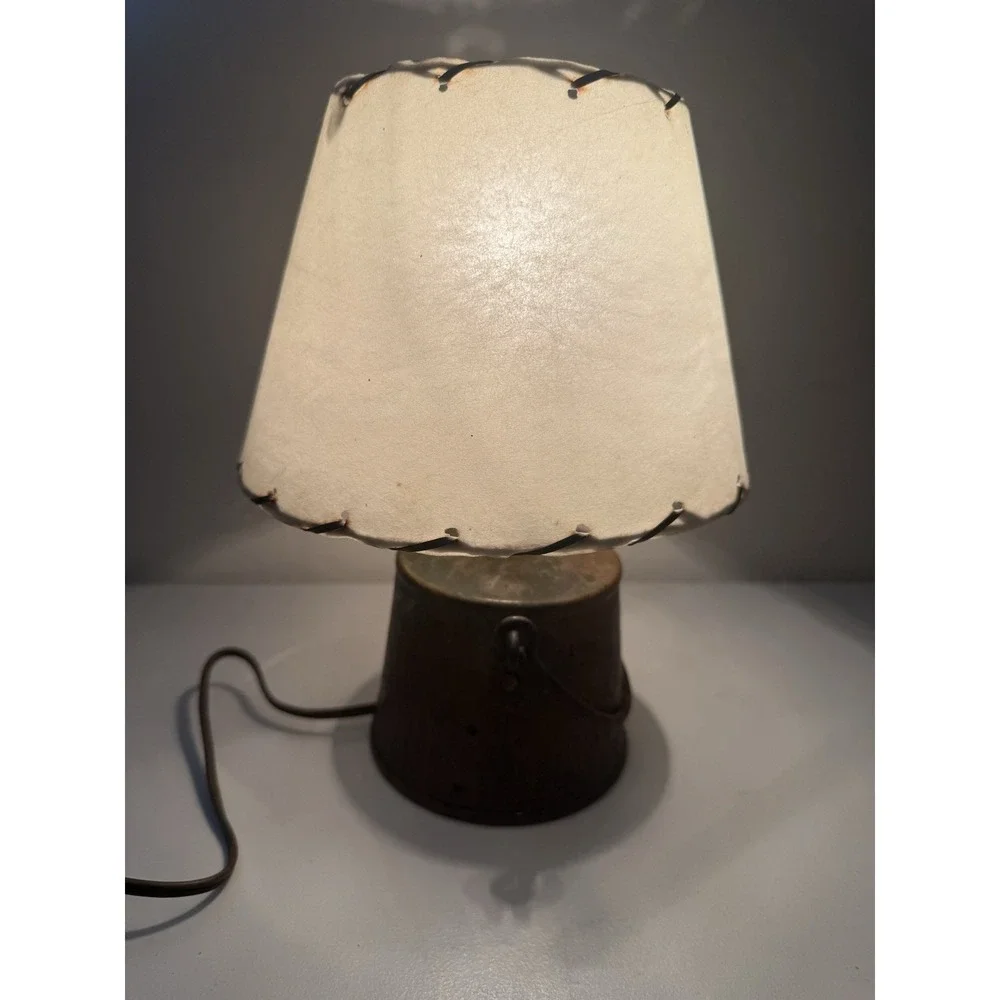 Vintage Solid Copper Lamp With Shade Art 9